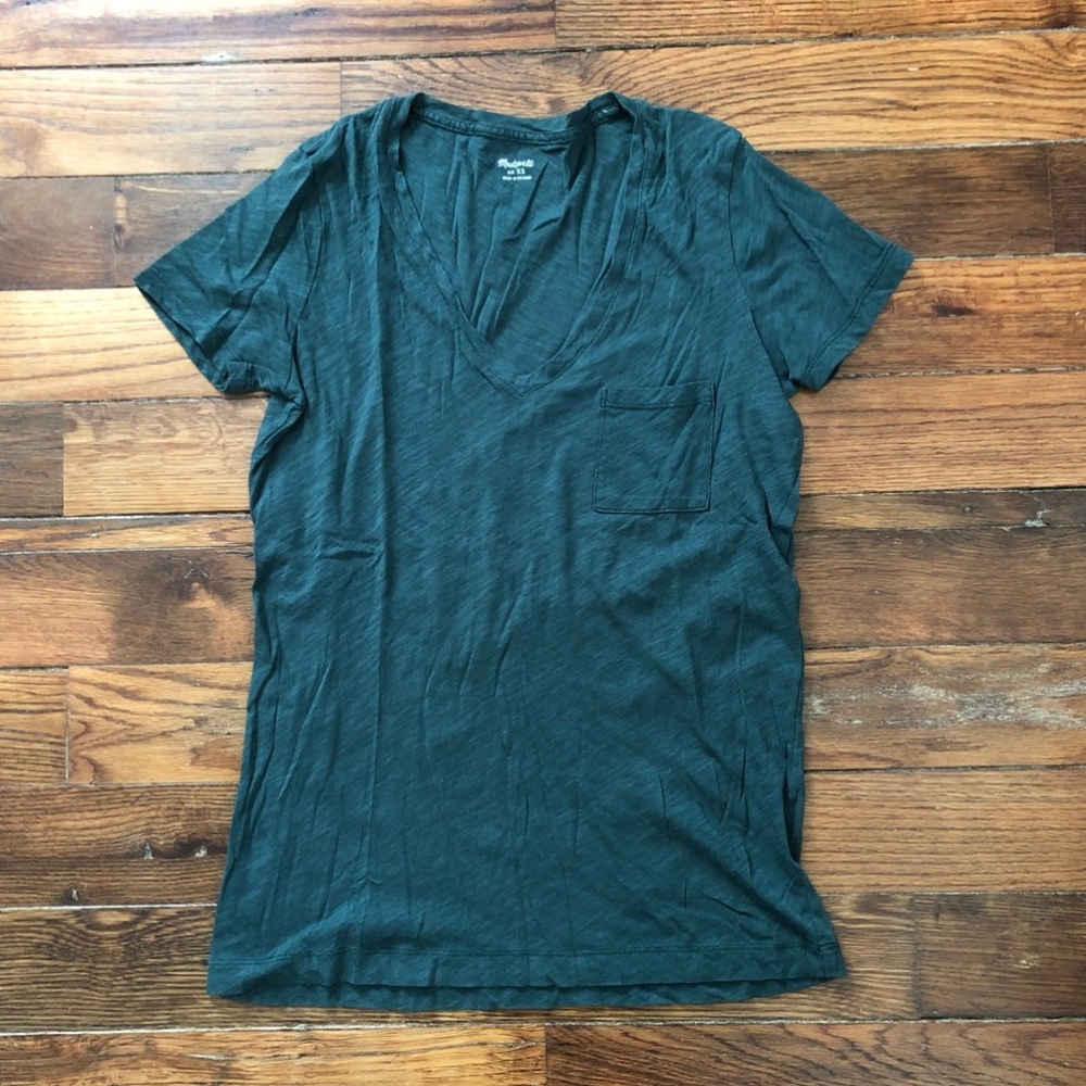 Madewell Whisper Cotton V-Neck Pocket Tee Green